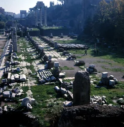 Emplacement où la Basilique Julia a été commencée par César vers 54 av. J.-C. et achevée par Auguste (Octavien) (63 av. J.-C. - 14) - Forum romain, Rome