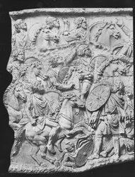 Lusius Quietus commandant la cavalerie maure, moulage tiré de la colonne Trajane, 110-113 apr. J.-C.