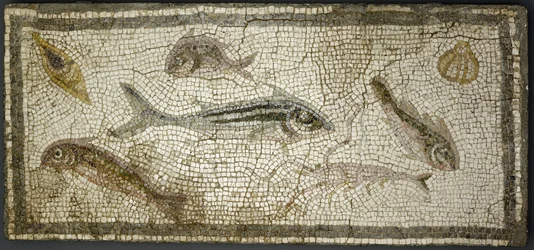 Panneau de mosaïque montrant des poissons, probablement 3e siècle après J.-C.