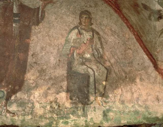 Mère et enfant, Cubiculum de la Velatio (fresque)