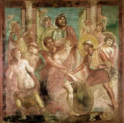 Ulysse trouve Achille parmi les filles de Lycomède (fresque, 2ème siècle après J.-C.)