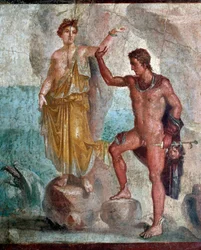 Persée tenant la tête de Méduse, libérant Andromède - fresque
