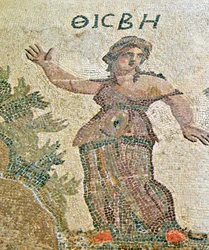 Pyrame et Thisbé, (détail) de Thisbé, Maison de Dionysos, Paphos, Chypre mosaïque