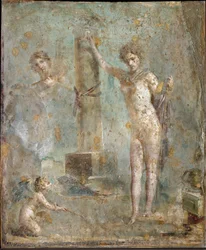 Art romain : « Narcisse ». Fresque de Pompéi, Musée archéologique national, Naples