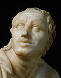 Art romain : Un aiguiseur affûtant ses couteaux (détail)
