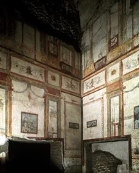 Art romain : vue intérieure de la domus aurea ou Maison Dorée : palais impérial de la Rome antique, construit par Néron. Rome, Italie