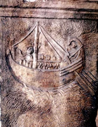Navire de transport romain. Bas-relief du IIe siècle apr. J.-C. Musée national romain