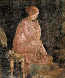 Femme assise, détail de la fresque de Pompéi