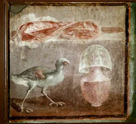 Nature morte avec oiseau (fresque)