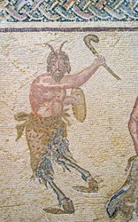Le triomphe de Dionysos, (détail) de Pan, Maison de Dionysos, Paphos, Chypre mosaïque