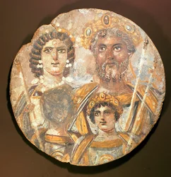 Tondo : panneau de la famille de Septime Sévère, v. 200 apr. J.-C.