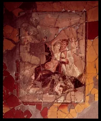 Ariane et Thésée. Mosaïque murale de la Casa del Bicentenario, 5e siècle av. J.-C.-1er siècle apr. J.-C.