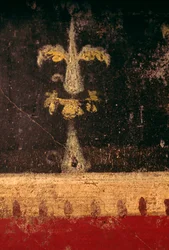 Élément décoratif, détail de la fresque du triclinium de la Maison des Vettii, Pompéi (Liste du patrimoine mondial de l