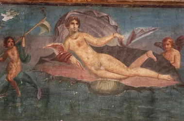 Détail de la fresque dans la Maison de Vénus dans un coquillage, Pompéi, Campanie, civilisation romaine