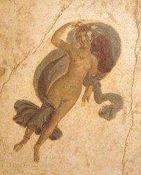 Fresque représentant le Printemps, de la Maison des Amants, Pompéi, Campanie, Civilisation romaine