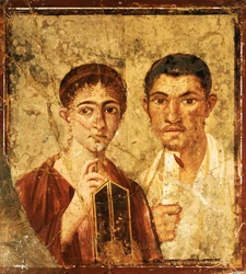 Fresque représentant le portrait de Paquio Proculo et de sa femme, de Pompéi