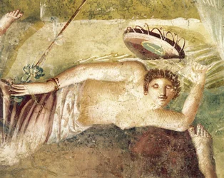 Fresque représentant une Ménade endormie, de la Maison du Cithariste, Pompéi, Italie