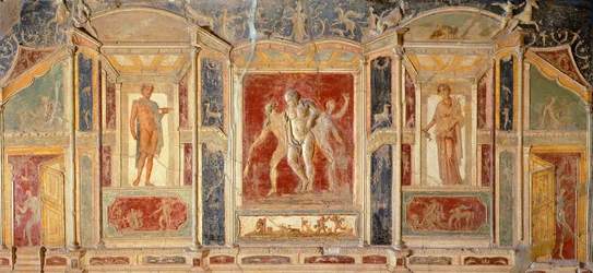 Fresque avec décoration murale, de la Maison de Méléagre, Pompéi (Liste du patrimoine mondial de l