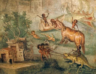 Paysage nilotique avec pygmées, de la Maison du Médecin, Pompéi
