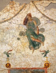 Peinture dans le quatrième style pompéien représentant une Ménade tenant un thyrse