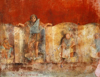 Fresque de pilier représentant la fabrication de la laine, de Pompéi, Fullonica de Veranio Ipseo