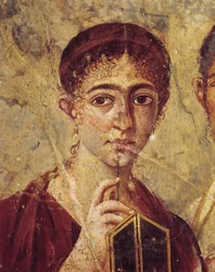 Portrait du boulanger Terentius Neo et de son épouse en vêtements de cérémonie, détail de l