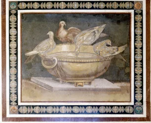 Mosaïque romaine représentant 4 colombes