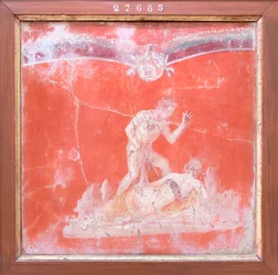 Satyre et nymphe, 50-79 après J.-C. (fresque)