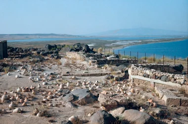 Vue du site de la ville de Tharros, ancien port punico-romain, fondé par les Phéniciens en Sardaigne, Italie