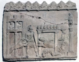 Venatio dans les arènes. Bas-relief de l