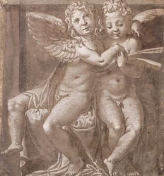 Deux Anges Assis Chantant, d
