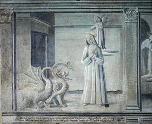 Vie de sainte Françoise Romaine, poursuivie par les démons sous forme de monstres, école romaine