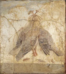 Nature morte avec les oiseaux suspendus à un clou