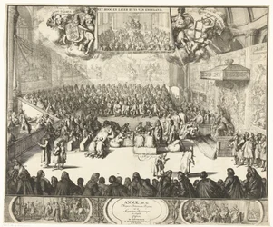 Séance de la Chambre des communes avec la reine Anne sur le trône, 1702