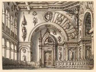 Décor de Scène, Salle du Conseil en Deux Styles Gothiques