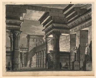 Décor de scène, bâtiments égyptiens