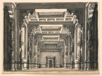 Décor de scène, intérieur de salle gothique
