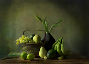 Nature morte aux verts luxuriants