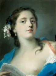 La chanteuse Faustina Bordoni 1697-1781 avec une partition musicale, vers 1725