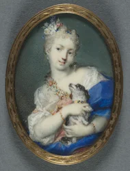 Femme avec un chien, 1710-1720
