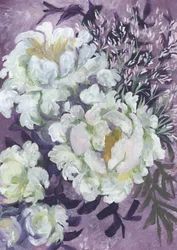 Pivoines blanches et lavande