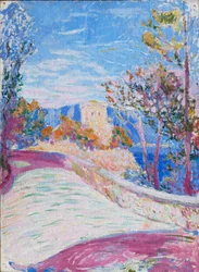 Route et arbres, vers 1915-18