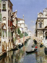 Un Canal Vénitien avec la Scuola Grande di San Marco et Campo San Giovanni e Paolo, Venise