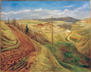 Paysage avec bouleau