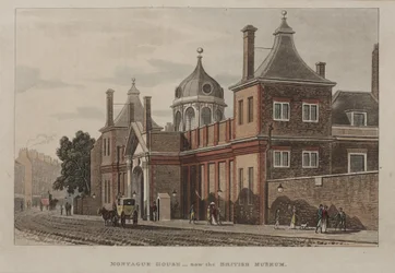 Vue du British Museum, Holborn avec une scène de rue, c.1810