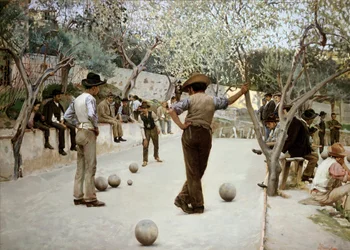 "Le jeu de boules" Peinture de Ruggero Focardi (1864-1934) Collection privee