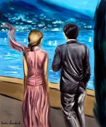 Promenade au lac de Côme, 2025 (huile sur toile)