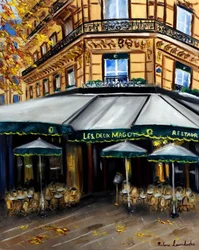 Automne aux Deux Magots Paris, 2023 (huile sur toile)