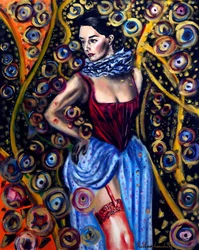 Fille du Carnaval Tudor, 2025 (huile sur toile)