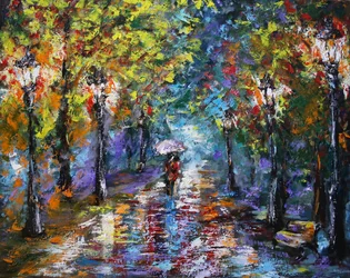 Promenade du soir, 2016 (huile sur toile)